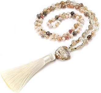 Long Necklaces for Women Boho, Oval Waterdrop Turquoise Pendant, Natural Stone Beaded, Handmade,Vintage & Elegance, Boho Fashion Charm Beaded Necklace for Women