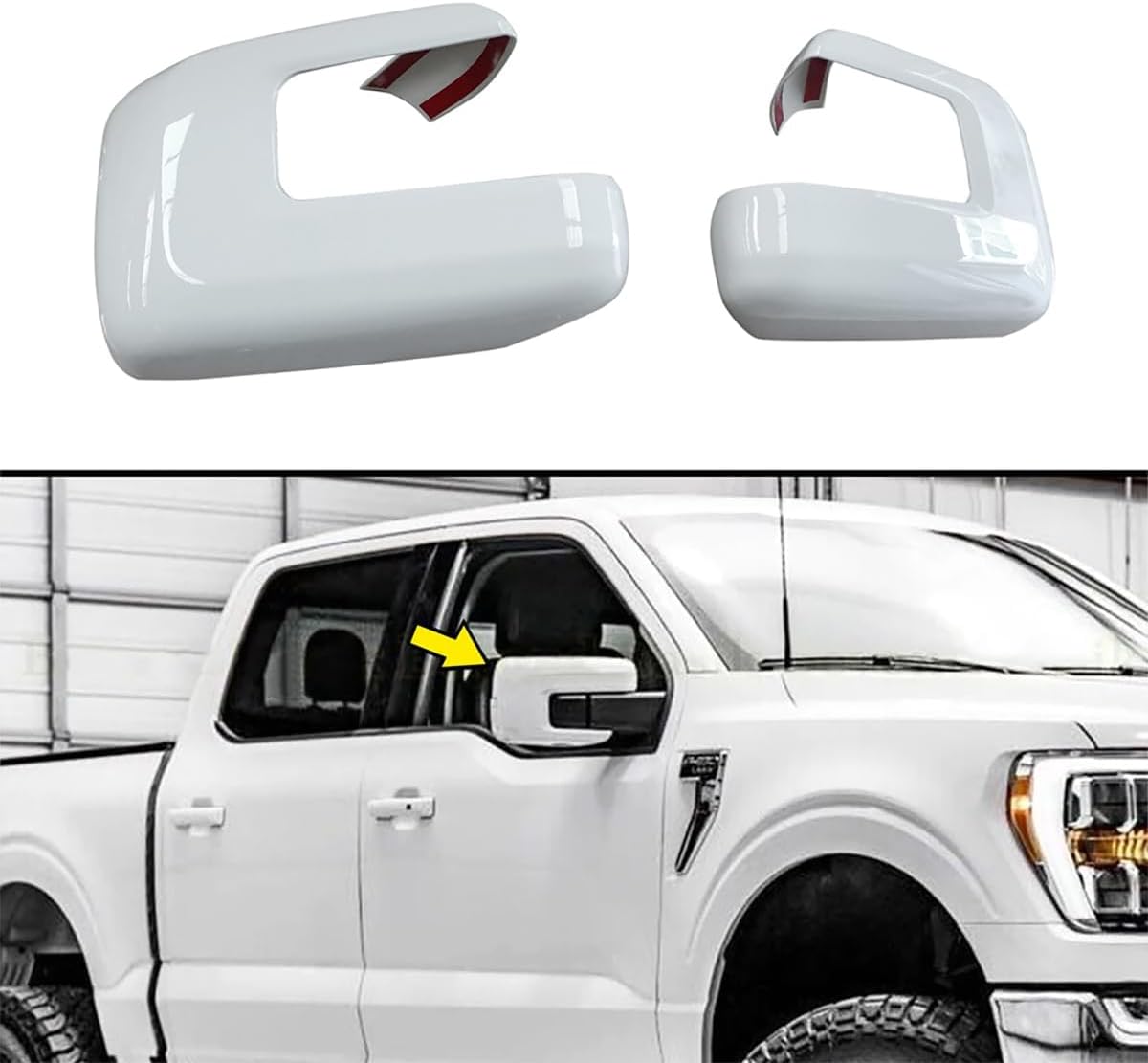 YOUNGERCAR Mirror Cover Fit for 2021-2024 Ford F150 Oxford White Mirror Covers Overlays With Signal Holes