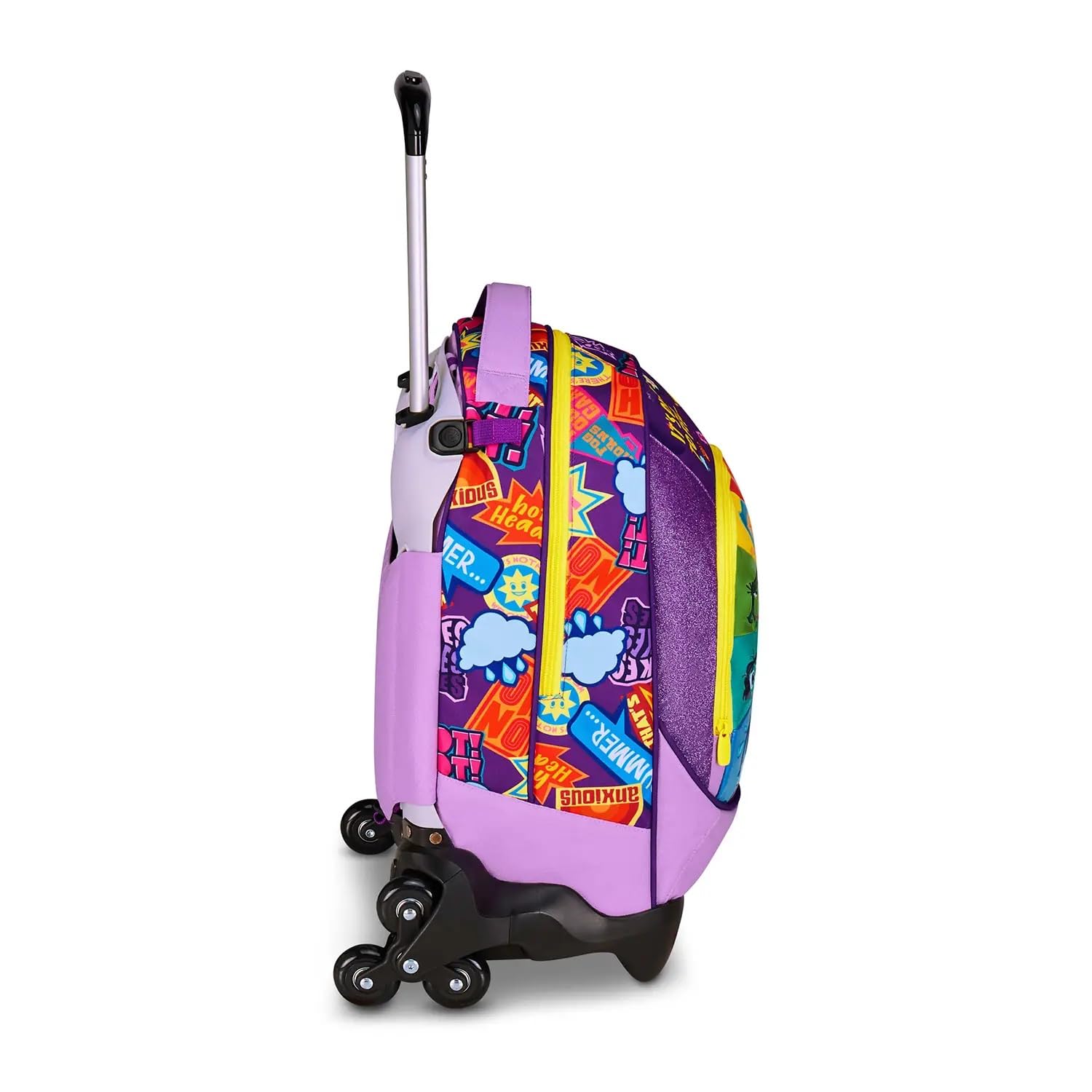 Trolley Scuola Jack 3 Ruote staccabile Inside Out 2 Universal Mood , 3 in 1 per Scuola Elementare Bambina + Astuccio 3 zip con cancelleria + 7 penne cancellabili e portachiave pailettes