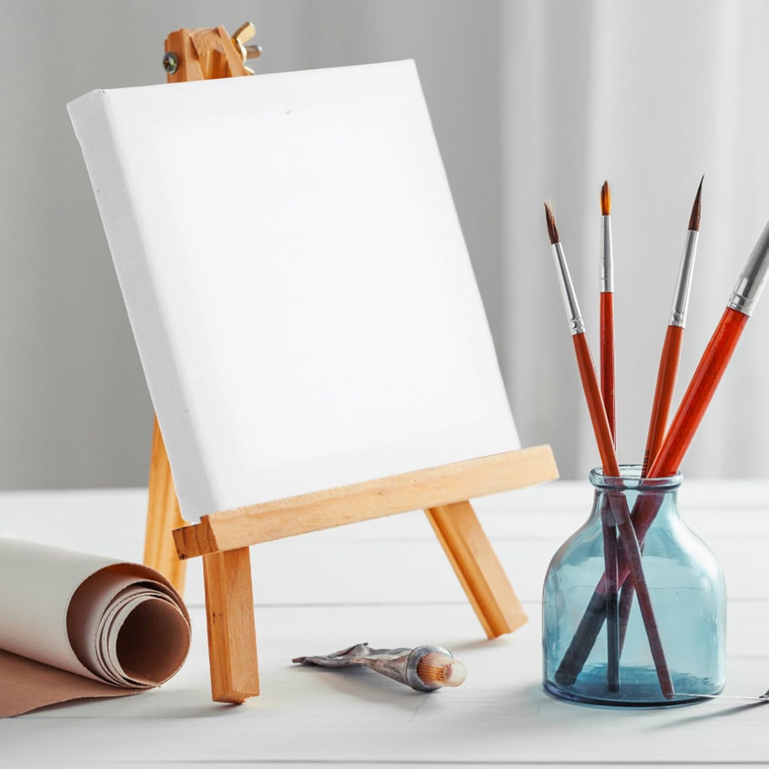 5pcs White Canvas Panels for Painting, Wood Boards for Artists
