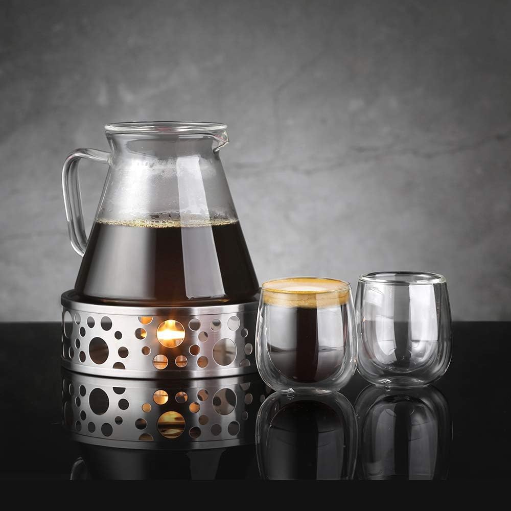 glastal Set di 6 tazze in vetro borosilicato a doppia parete, per tè e dessert, 100 ml