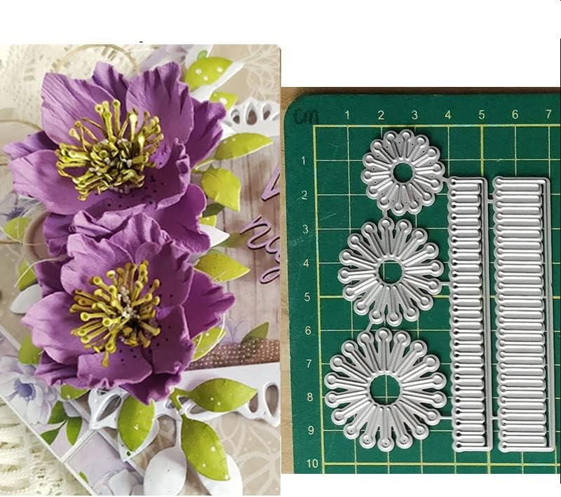 3 piezas de estambres para corte de metal de flores, plantilla de manualidades de bricolaje, 3 estambres para flores, tarjetas de álbumes de