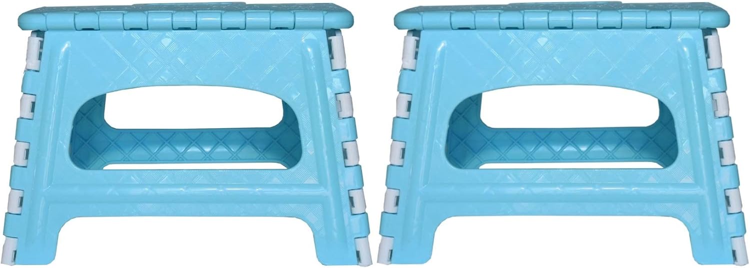 Folding Step Stool for Kids and Adult for Bedside and Kitchen and Bathroom use by Green Direct, Holds up to 300 Lbs, Blue, Pack of 2