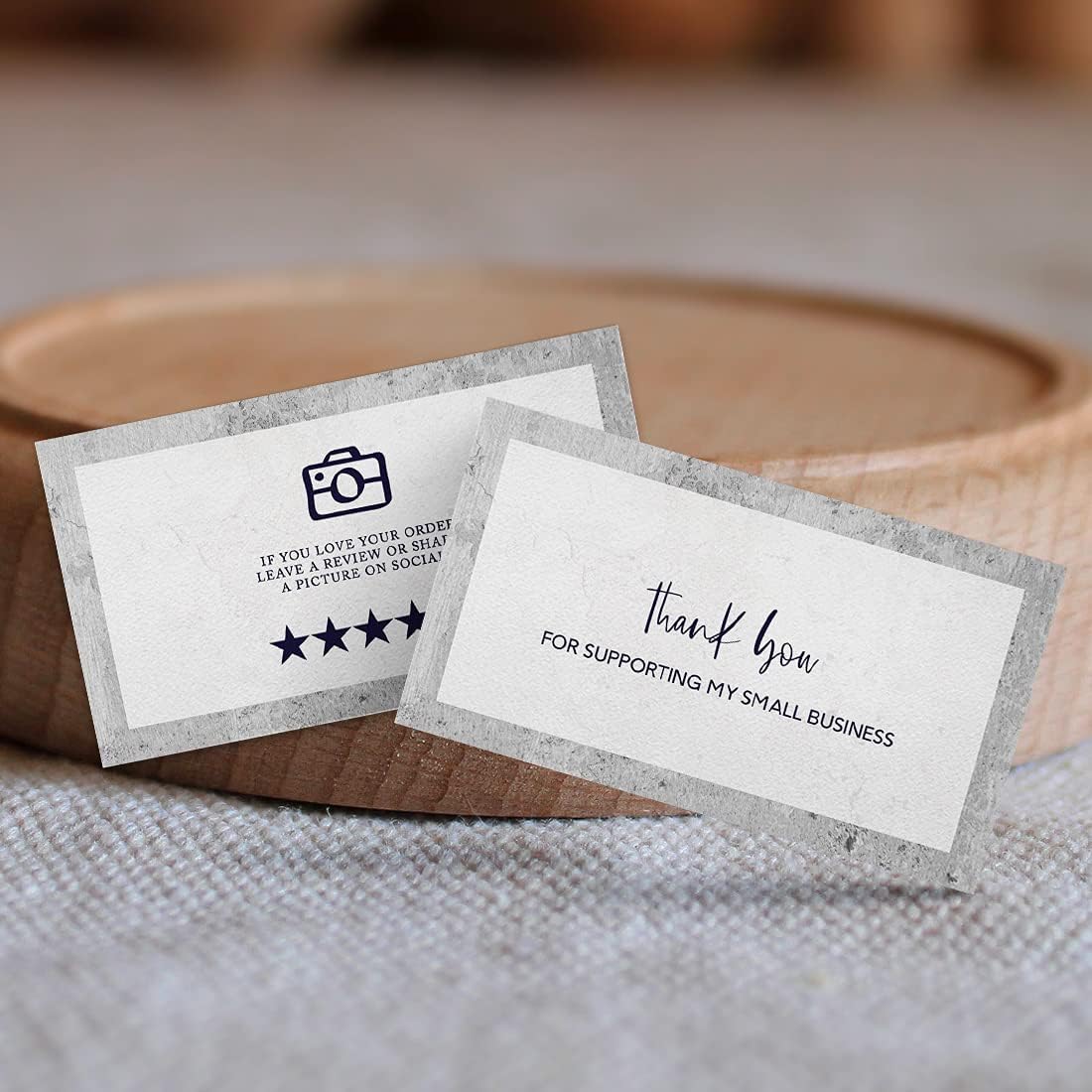 Andaz Press Thank You For Supporting My Small Business Cards, Grey Concrete Design, 100-Pack, 2 x 3.5- Inch Business Card Size for Small Business Owners, Customer Thank You Package Inserts