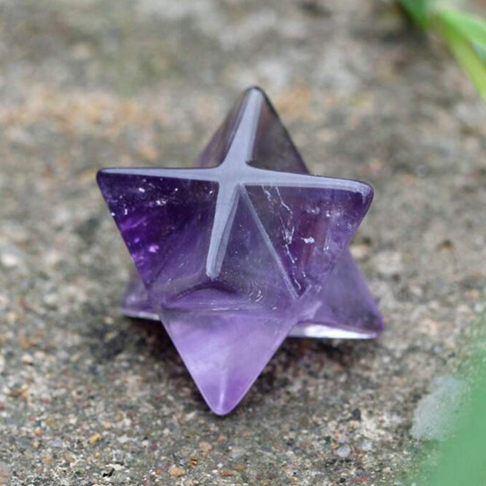 fengshuisale Set di 7 pezzi di ametista platonica con geometria sacra e cristalli di stella Merkaba, set W3486
