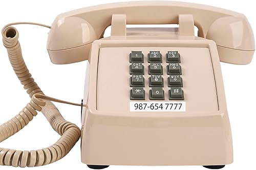 Miniatura 10 de Teléfono fijo clásico retro (timbre mecánico), teléfono de escritorio vintage (compatible con ayuda de oído), teléfono de escritorio 2500, teléfono