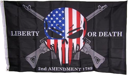 Miniatura 1 de 3x5 Libertad o Muerte Segunda Enmienda USA Punisher Skull Rifles 1789 Bandera 3'x5'