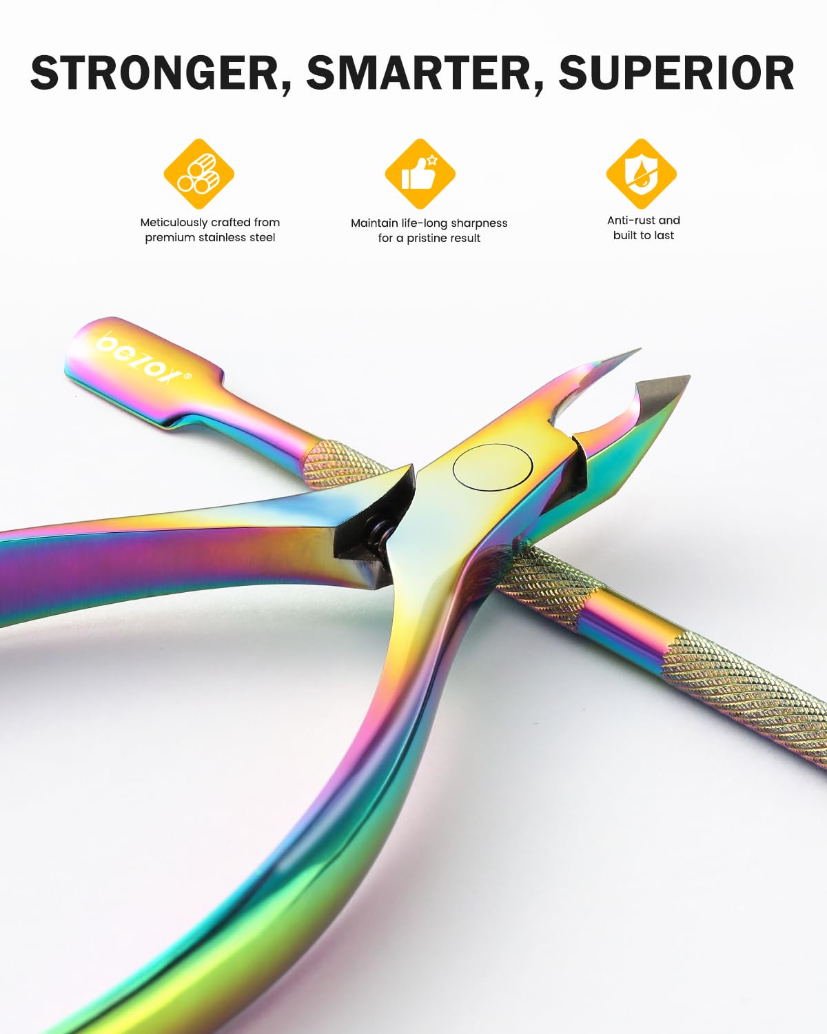 BEZOX Tagliaunghie per cuticole preciso con set di spingi cuticole - Kit per la pulizia delle unghie sottostanti - Acciaio Inossidabile Rosa Professionale