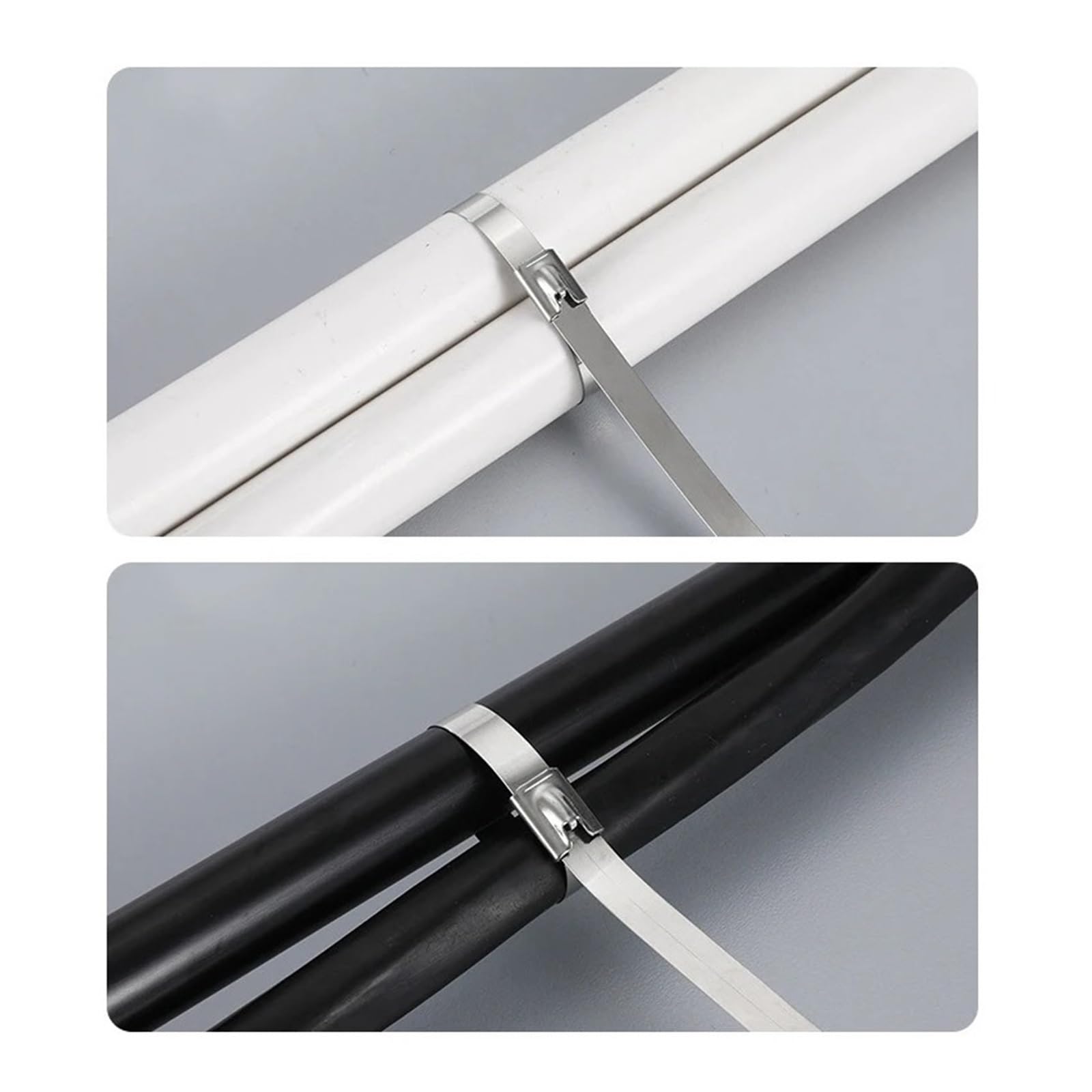 Fascetta con cerniera autobloccante in acciaio inossidabile 316, fascette per cavi da 100 pezzi da 4,6 mm/7,9 mm, 100-1000 mm per fascetta sigillante per involucro di scarico(7.9MM-550mm)