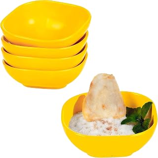 Dipping Bowls , Wheat Straw Bowls- 4.5 OZ Unbreakable Dipping Cups (Yellow) | Dipping Bowls , Prep Bowls , Plastic Bowls Set of 5 - 4.5 OZ Unbreakable Dipping Cups for Side Dish , BBQ , Dessert Serving