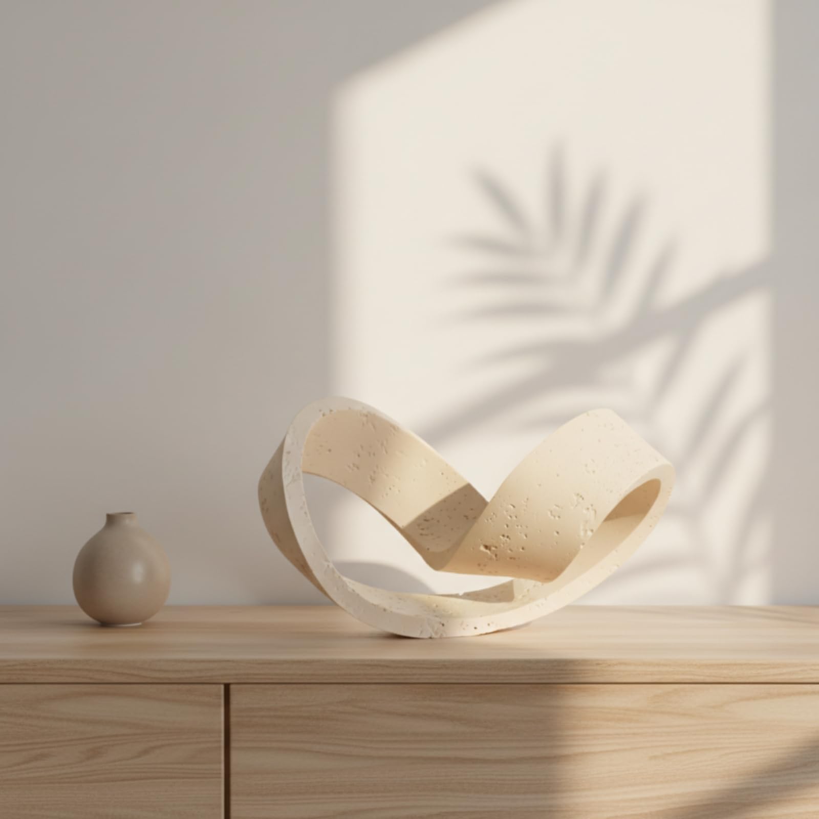 Baoblaze Pieza Geométrica Abstracto con Textura Pétrea Fina para Acentuar coración Rústica en Recibidor Estante y Mueble Entretenimiento, Beige, B, 30 16 17cm