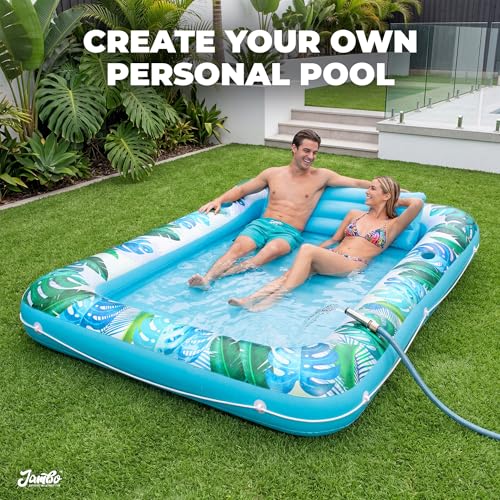 JAMBO XL Inflatable Tanning Pool Lounger Float, 80 x 56 Sun Tanning Pool Float with Pillow, Double Water Lounge Raft Pool Floatie for Adults Tanning Raft Water Tanning Bed Kiddie Pool Floats - image 2