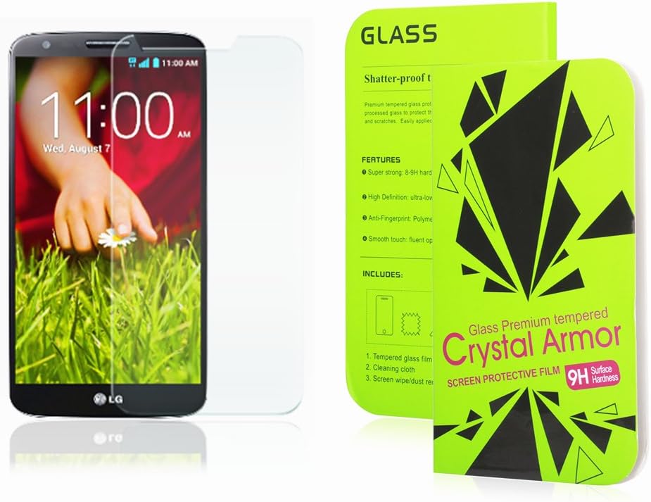 LG G2 Screen Protector, Crystal Armor 0.33mm Tempered Glass Crystal Clear | Slim | Anti Finger Print | Scratch Proof and Light weight Screen Protector for LG G2