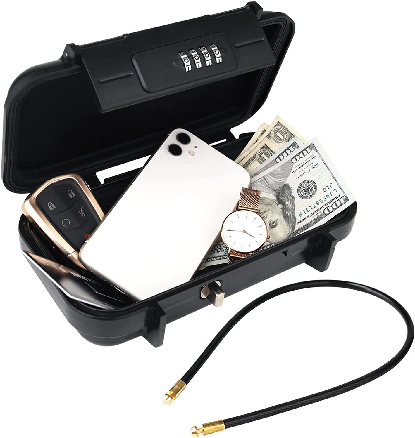 The Gift Factory Portable Safe Box, Combination Security Case LockBox with Code Black