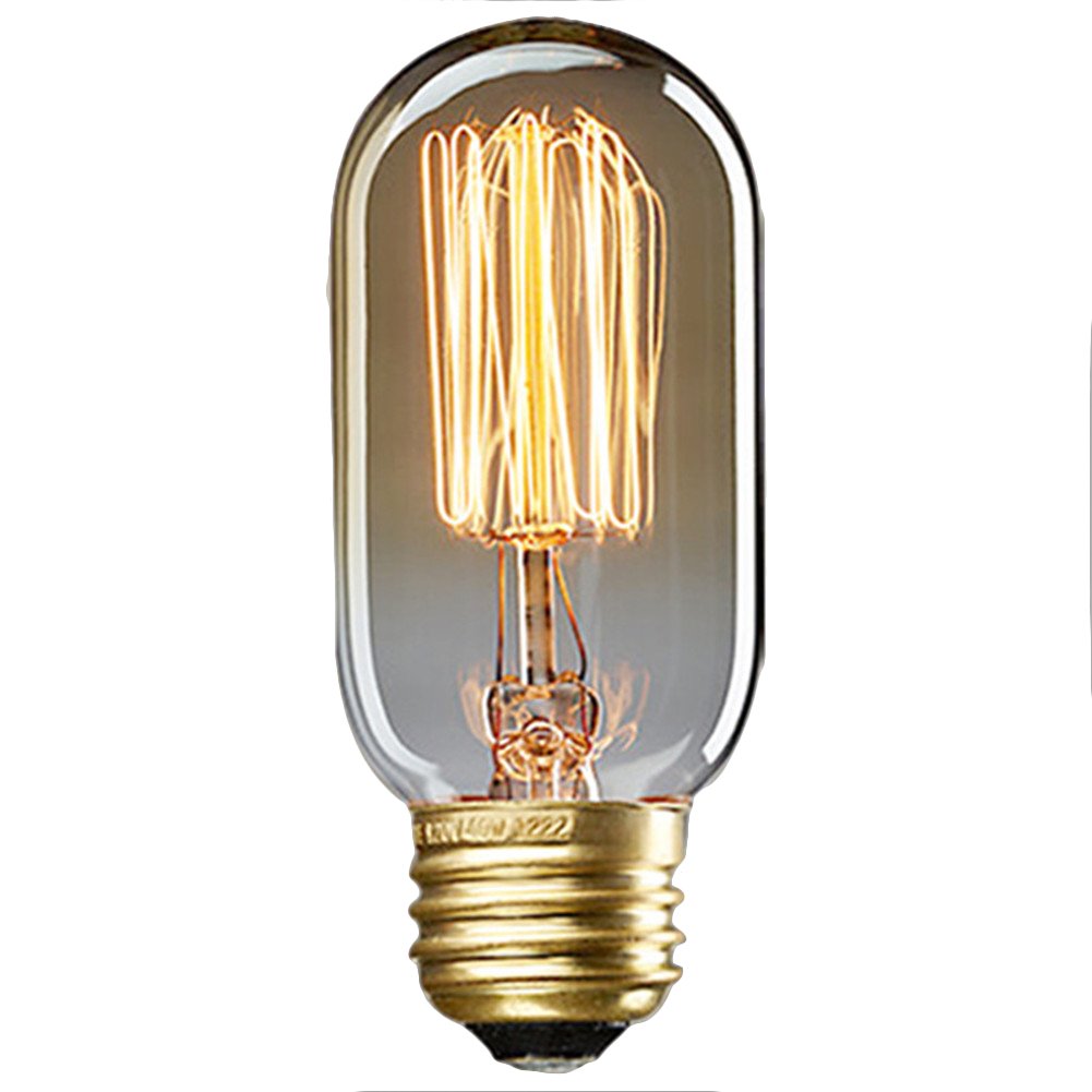 40W E27 Vintage Filament Screw Light Bulb Old Fashioned Edison Style Glass Antique Lamp T10-130MM (D)