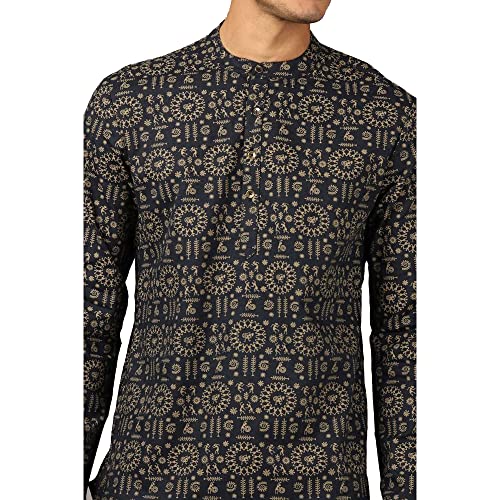 Image of by Shoppers Stop Printed Slim Fit Cotton Mens Casual Wear Kurta
