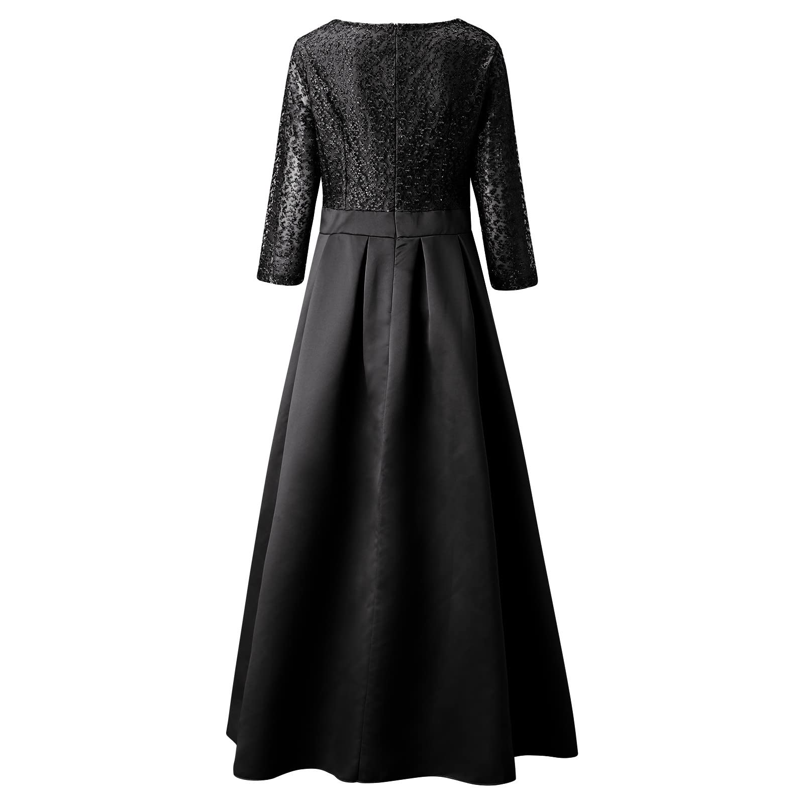 Abendkleider Damen Elegant Lange Ballkleider mit Schlitz A-Linie Hochzeitskleid Abendkleider Tief V-Ausschnitt Langarm Brautkleid Kleider Festlich Kleider Cocktailkleid