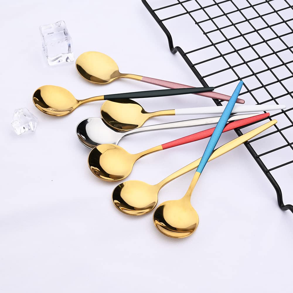 Ensemble de couverts en argenterie, 30 pièces, ensemble vaisselle, miroir, fourchette à gâteau aux fruits brillants, acier inoxydable for la cuisine, doré