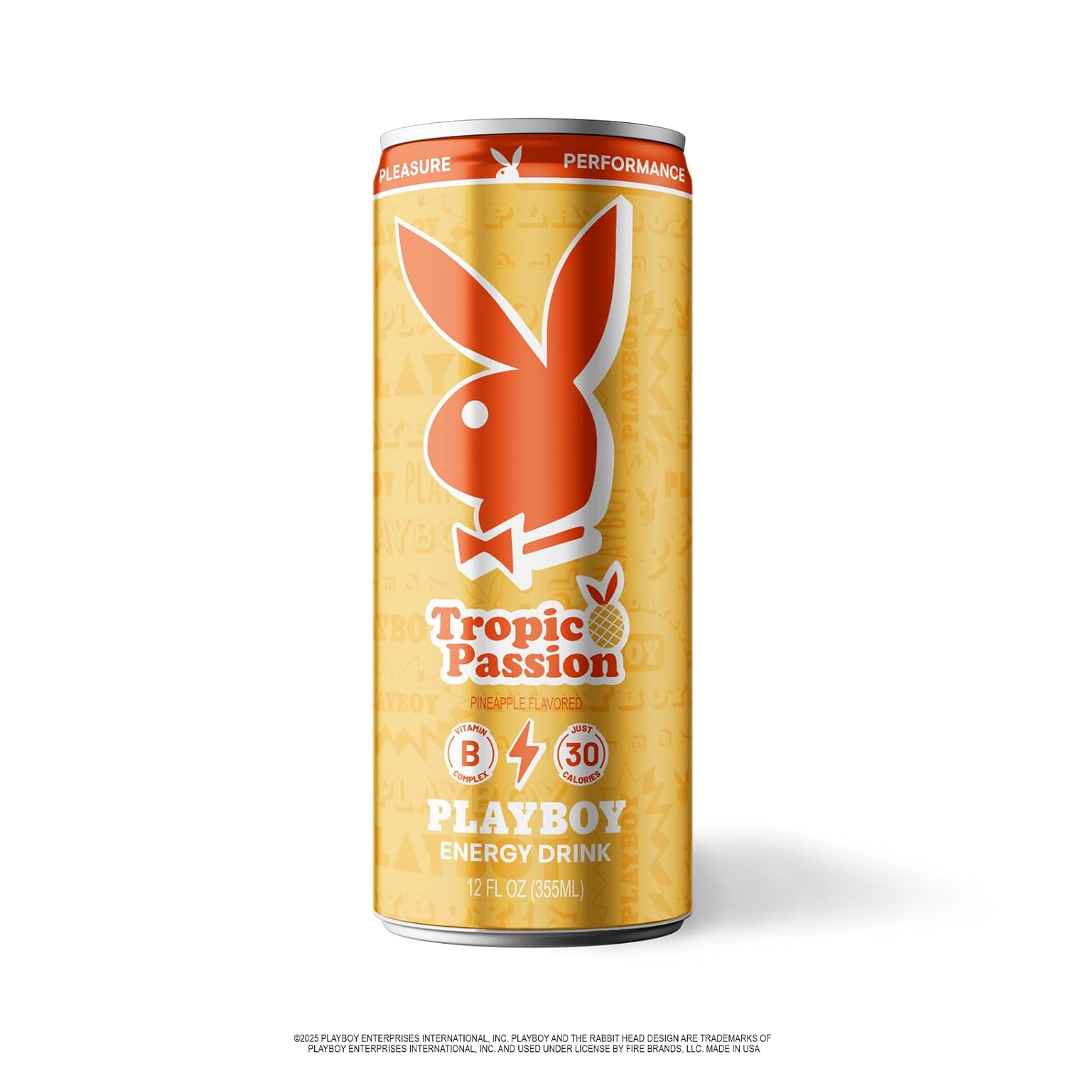 PLAYBOY Energy Drink – Tropic Passion (Pineapple) – 12 Pack of 12oz Cans | Performance + Pleasure Energy | NextGen Lifestyle Drink