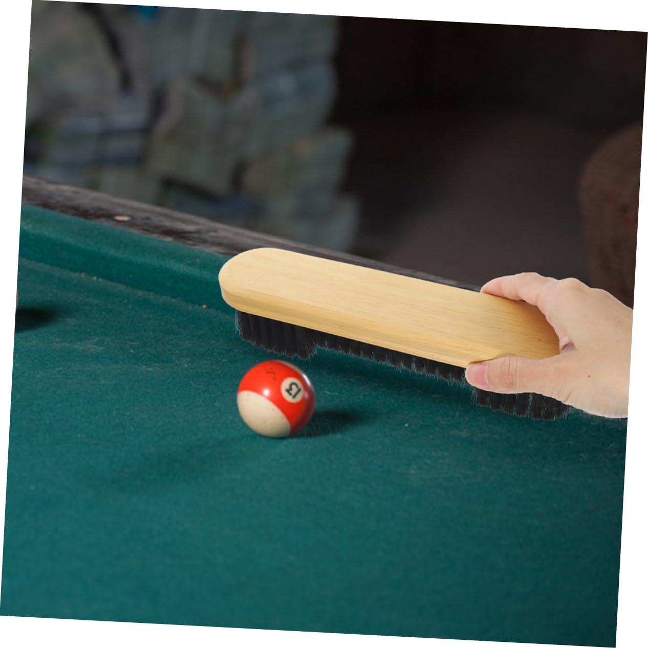 KOMBIUDA Pool Table Brush Set 3pcs Billiard Table Cleaning Brush for Gap Maintenance Accessory Gentle Hair Ergonomic