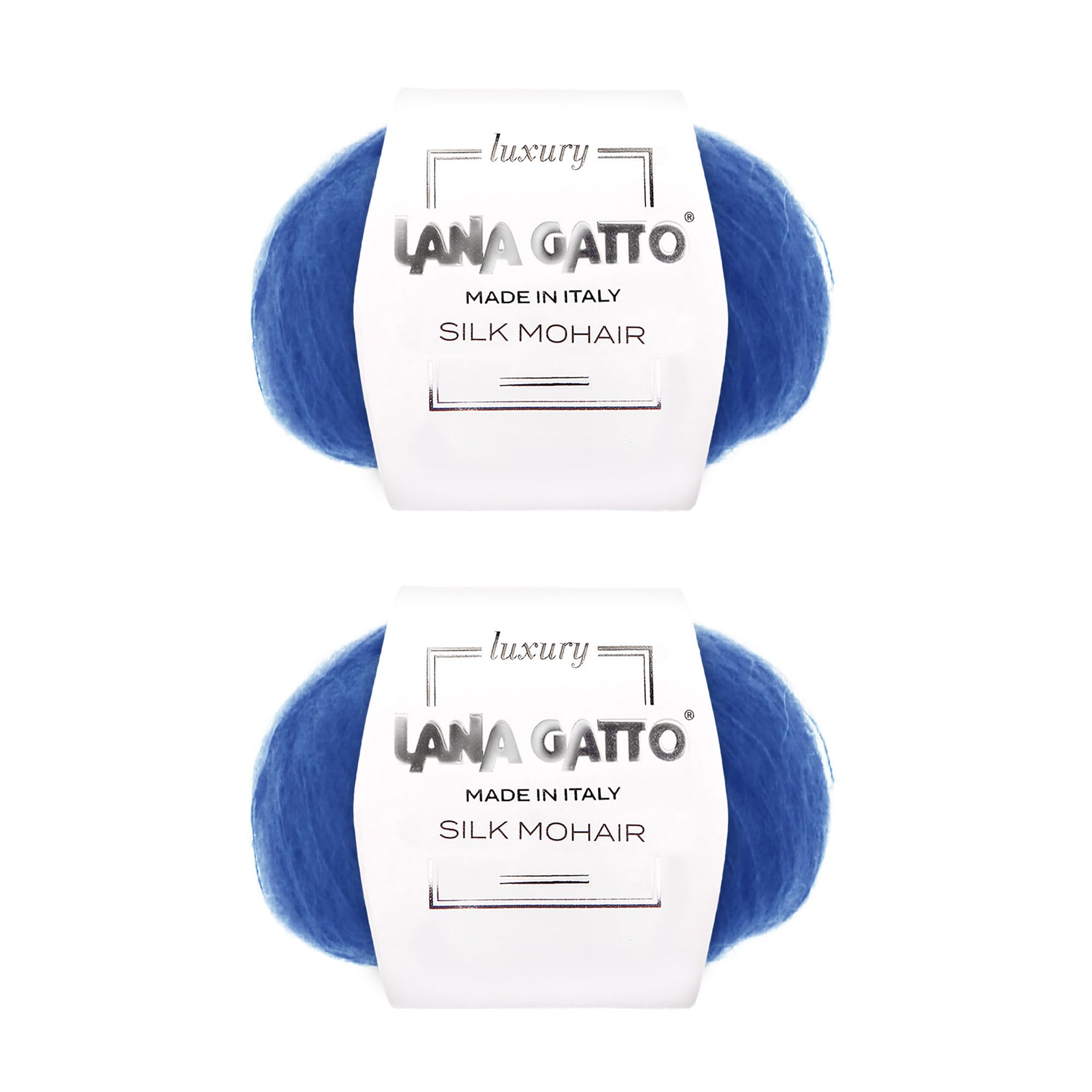 Silk Mohair Yarns for Knitting Lana Gatto Luxury Silk Mohair Line, 50 gr., 424 mt, / 1,8 oz., 464 yds, (Blue - 30146, 2)