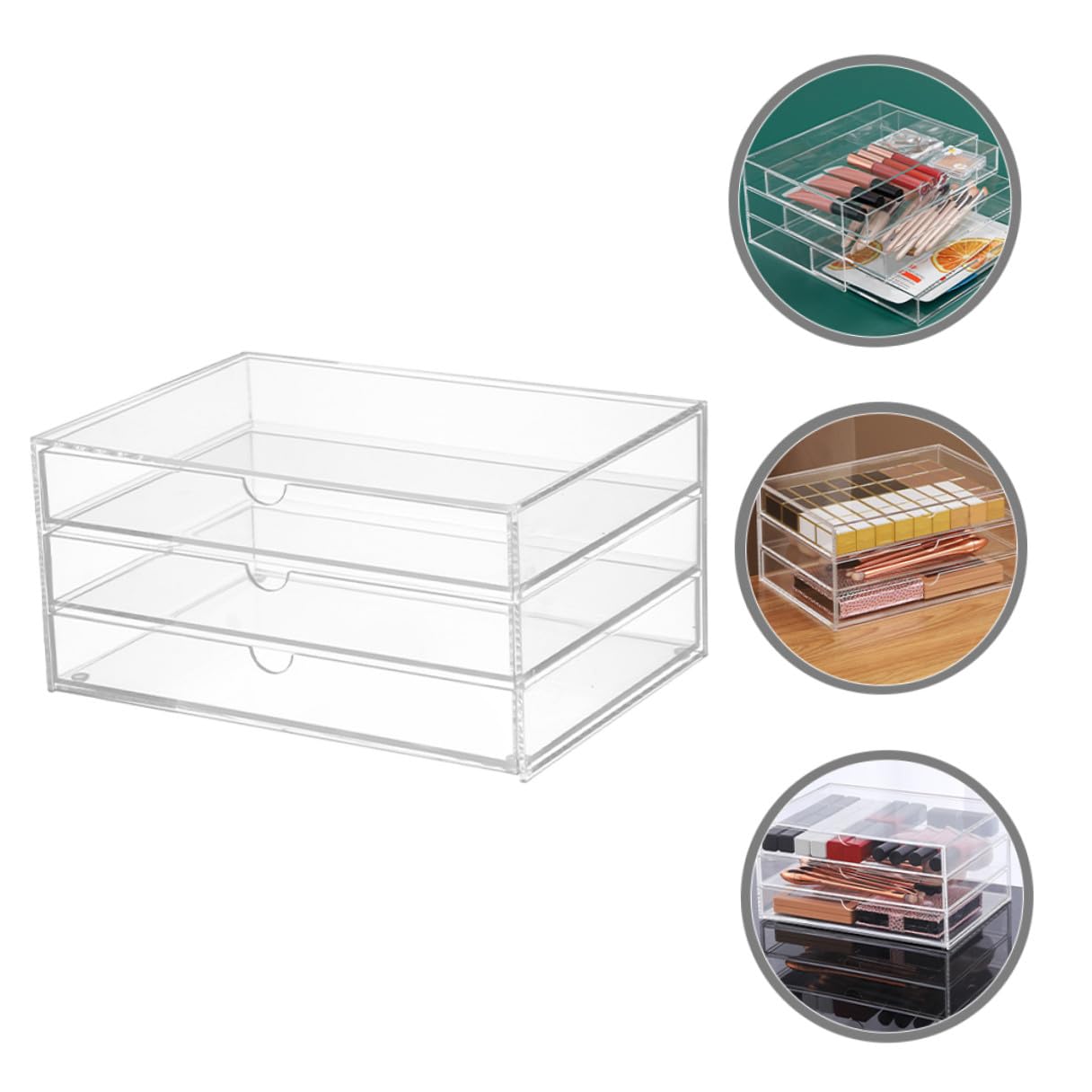 VICASKY Organizer Strati in Acrilico Trasparente Scatola Portaoggetti per Trucchi e Cosmetici Organizzatore da Scrivania per Piccoli Articoli