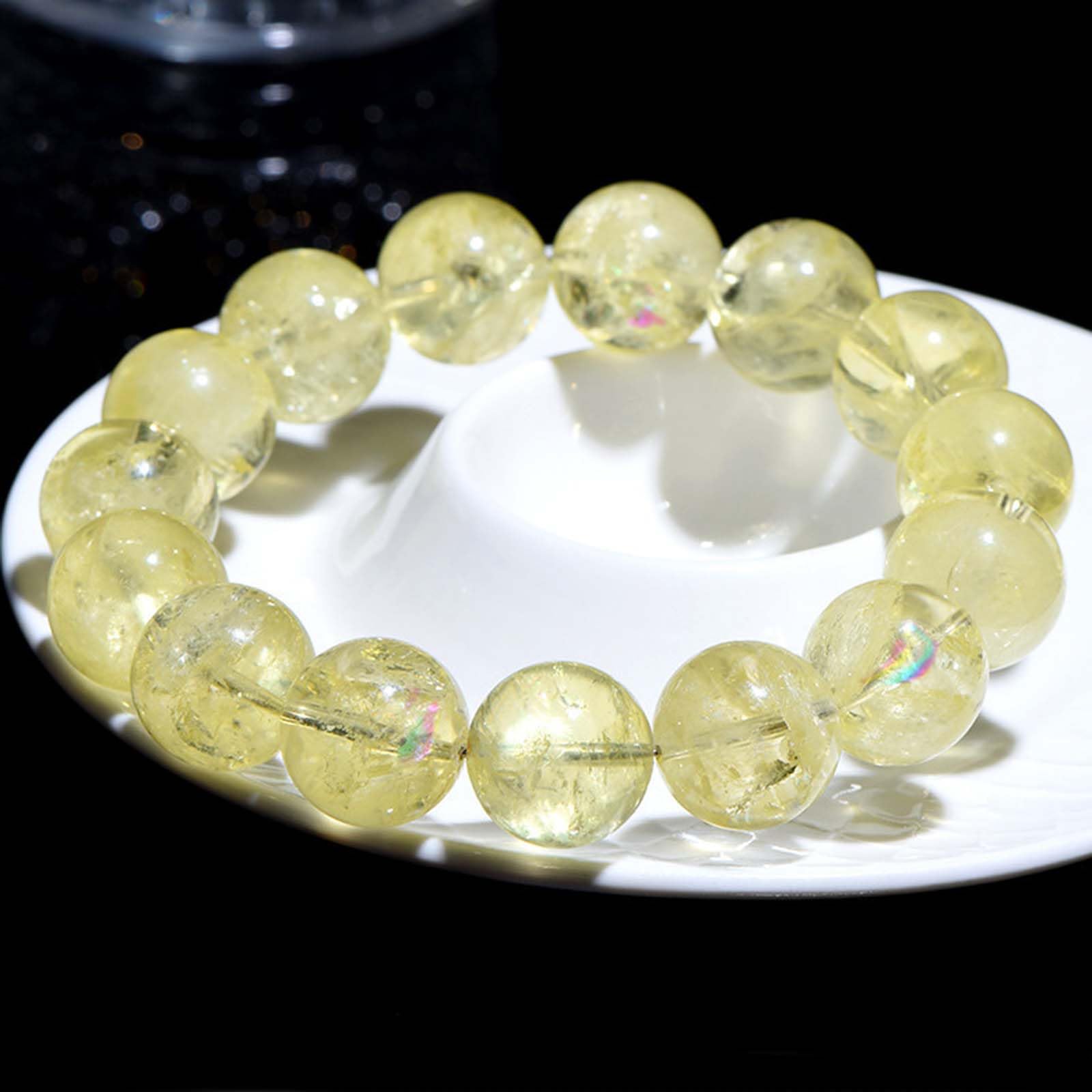 Pulsera de Cuentas Redondas de Citrino Natural de Grado 6A