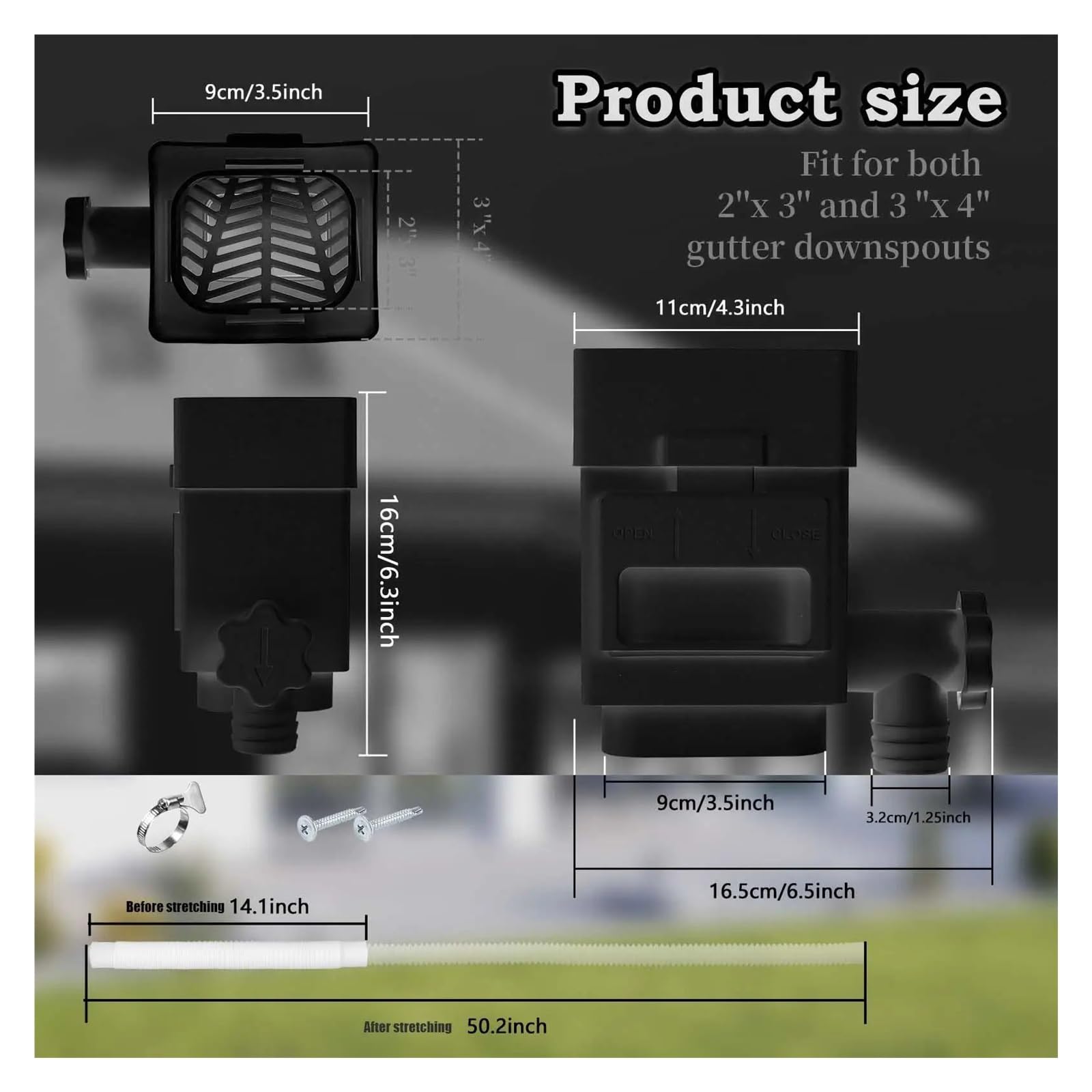 Protezione Per Grondaie Sistema di raccolta dell'acqua piovana | Collettore di acqua piovana resistente all'usura for irrigazione da 2 pollici X 3 pluviali(WHITE)