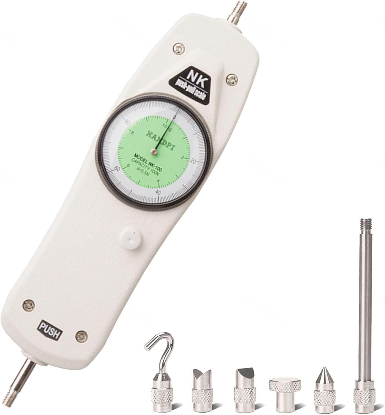 10N Force Gauge, Push Pull Force Gauge Meter Analog Dynamometer, ± 1% Accuracy Force Measuring Instrument Tester, Two Modes Display Pointer Push-Pull Dynamometer