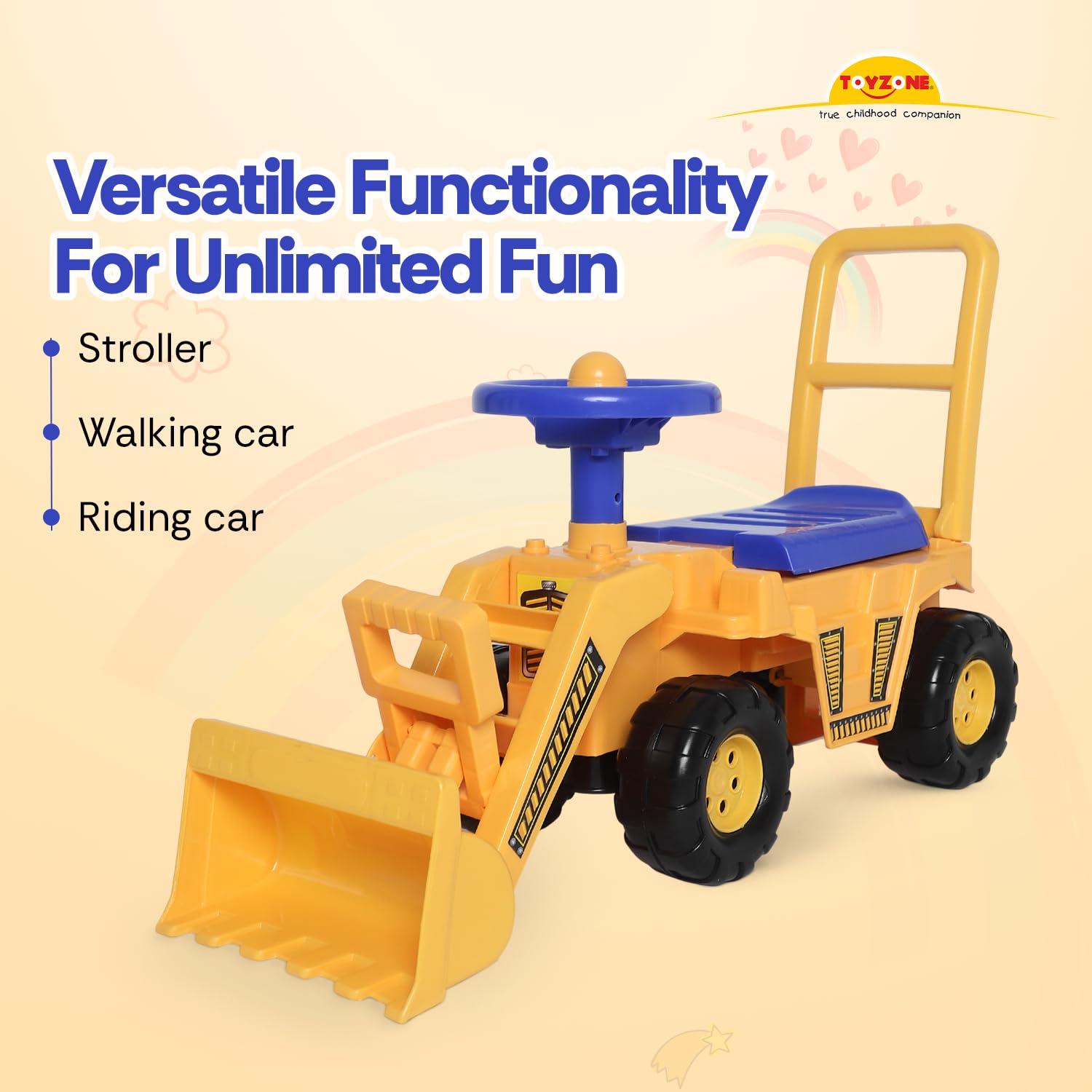 Toyzone Mini Bulldozer-50803 | Baby Car | Kids Car | Toy Car| Push Car| Storage Seat | Swing Car| Ride on Car with Horn 1