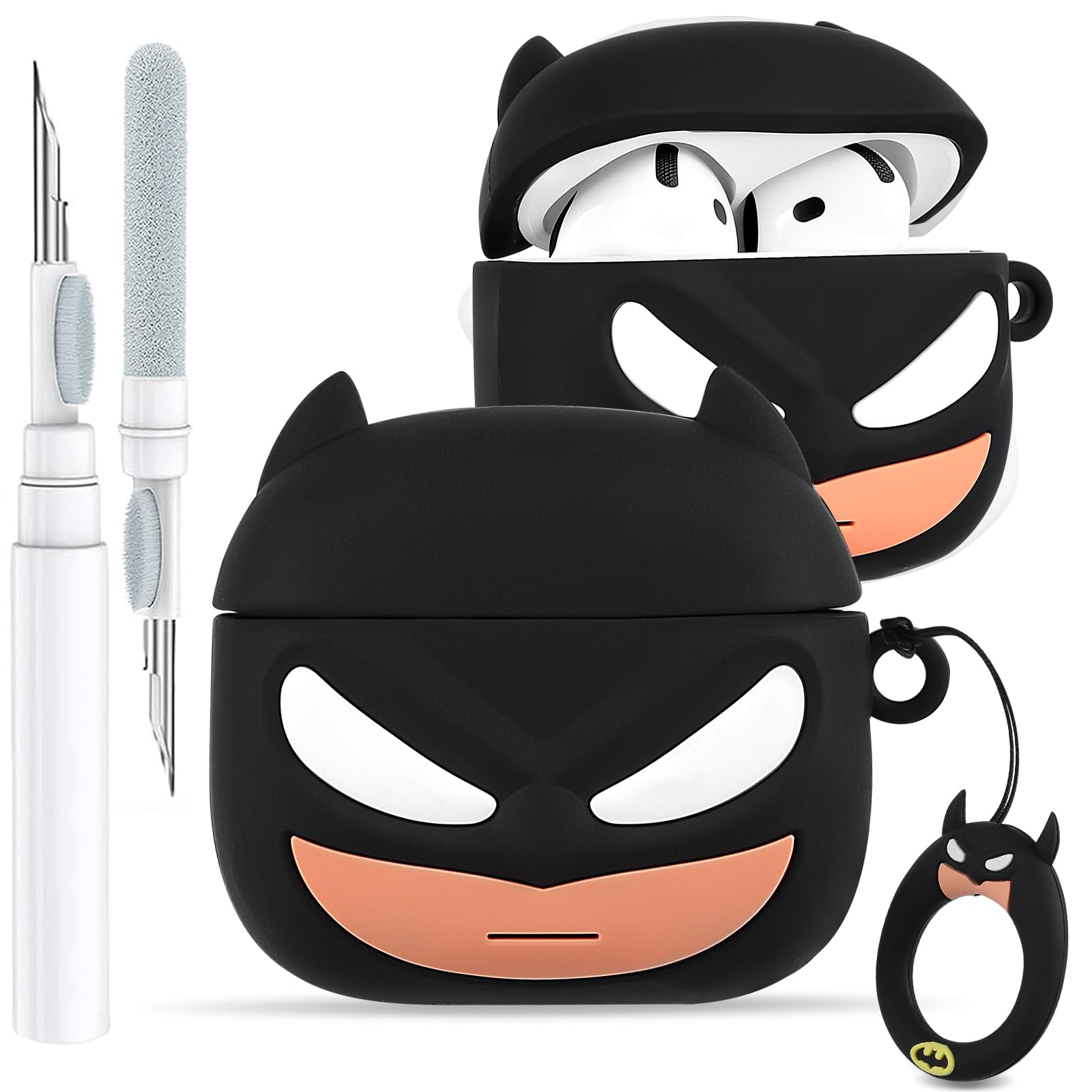 Toyuma for AirPods 5th/4th Case, Cute 3D Cartoon Silicone Cover, Black Bat