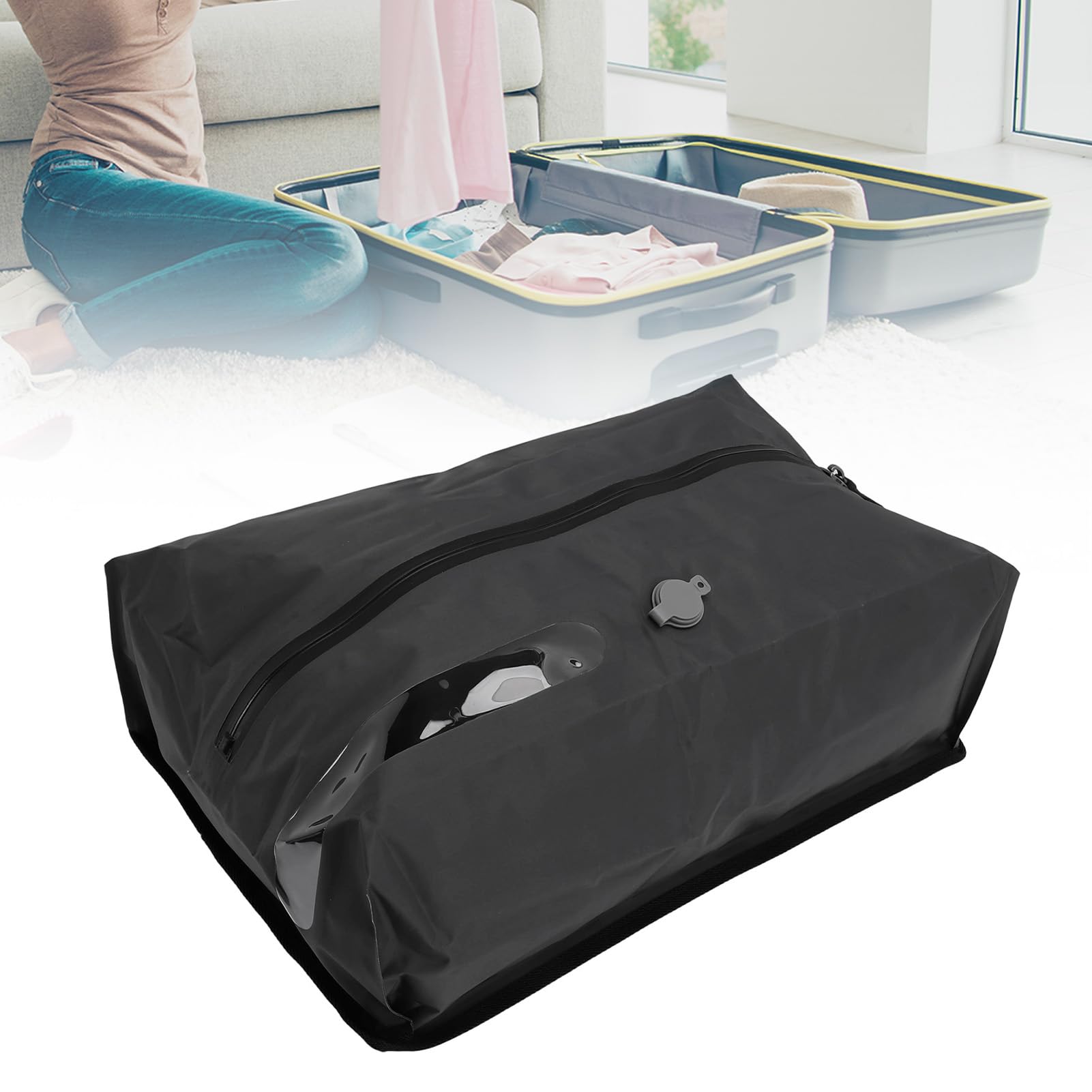 Sacco Sottovuoto, Tessuto in Nylon TPU 70D con Cerniera Ermetica per Bagagli da Viaggio Zaino Valigia Organizzatore di Stoccaggio Domestico Imballaggio in Tessuto (Con Pompa)