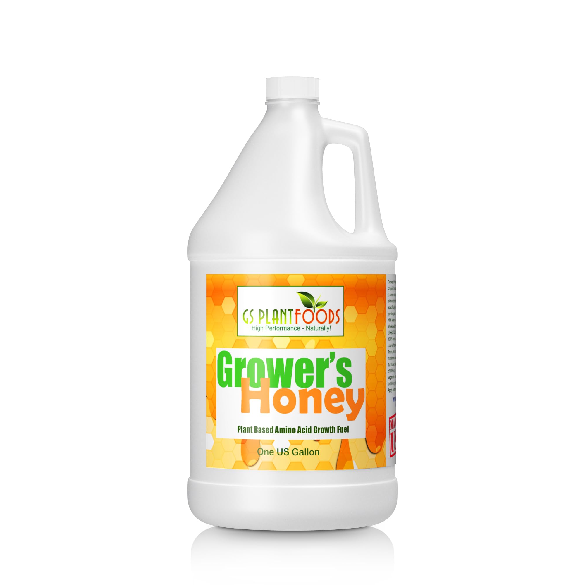 Grower's Honey Exceptional Growth with 100% Plant-Based Vegan Liquid Fertilizer - Organic Nutrient Boost 4-3-3 NPK Enhanced Photosynthesis Drought Tolerance All-Natural - Up to one acre - One Gallon