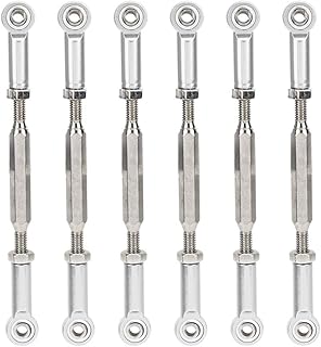Tbest Push Rod, 6Pcs 88mm Aluminum Alloy Adjustable Push Rods Turnbuckle Rod Linkage for RC Car Models(Silver) Turnbuckle Ends for Rc