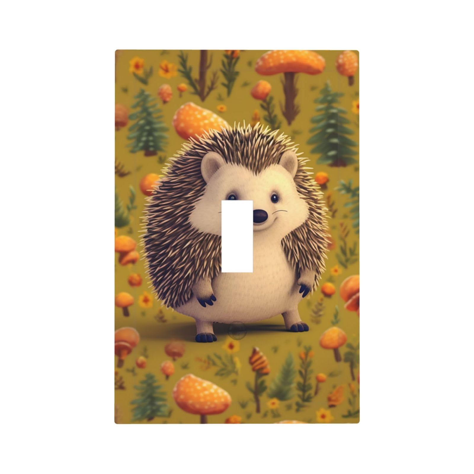 1-Gang Decorator Wall Plate Hedgehog Light Switch Cover Single Gang Receptacle Outlet Wall Plate Mid Size 5" x 3" Wallplate Unbreakable Polycarbonate Outlet Faceplates Covers