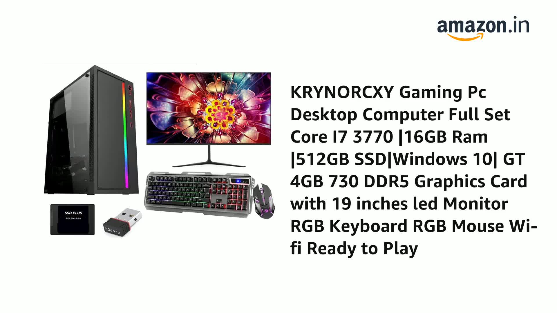 KRYNORCXY Gaming Pc Desktop Computer Full Set Core I7 3770 |16GB 