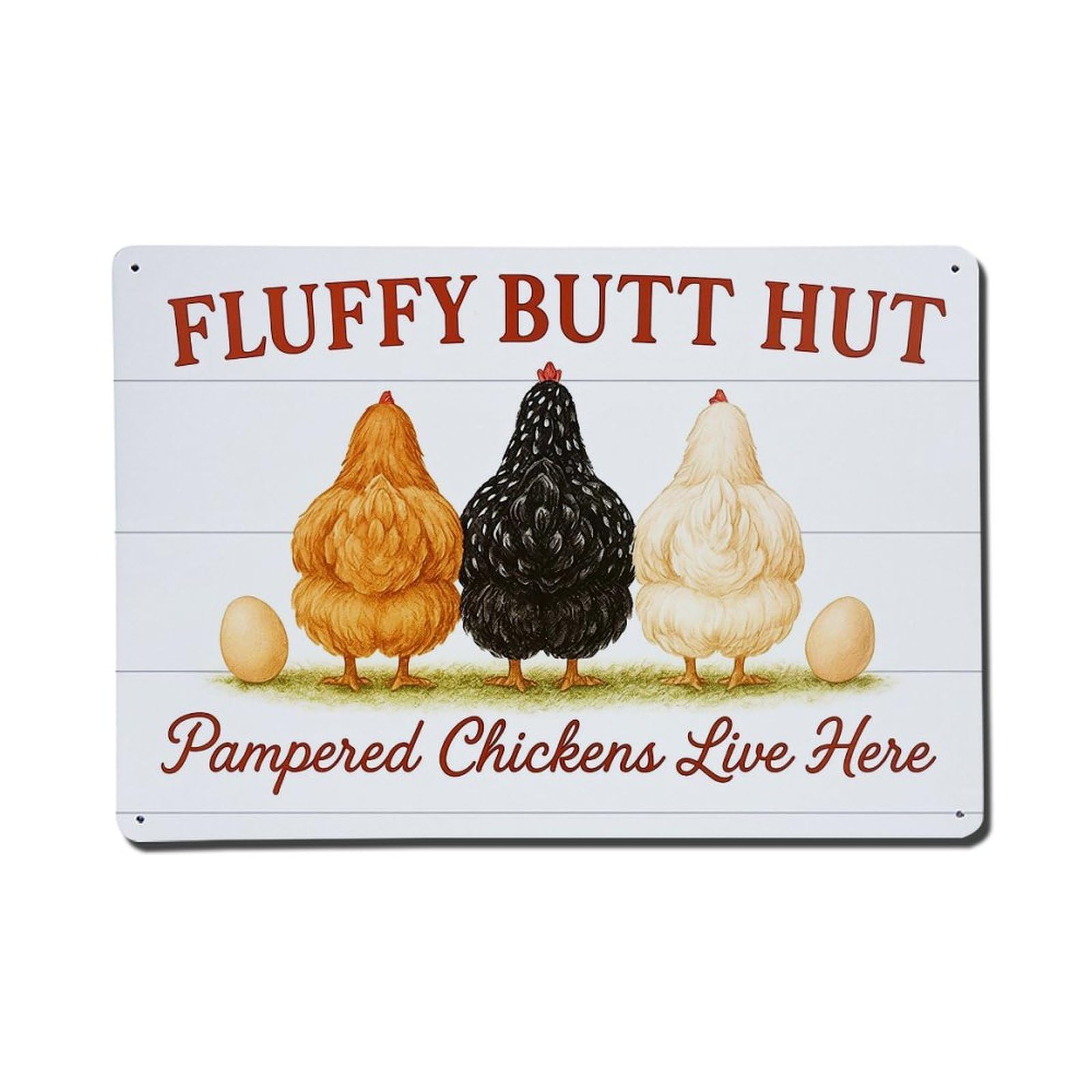 Fluffy Chickens Eggs Hut Pattern Vintage Tin Sign Retro Metal Wall Decor Metal Poster, Home Bar Garage Farmhouse Cafe Wall Art Decoration 8x12Inches
