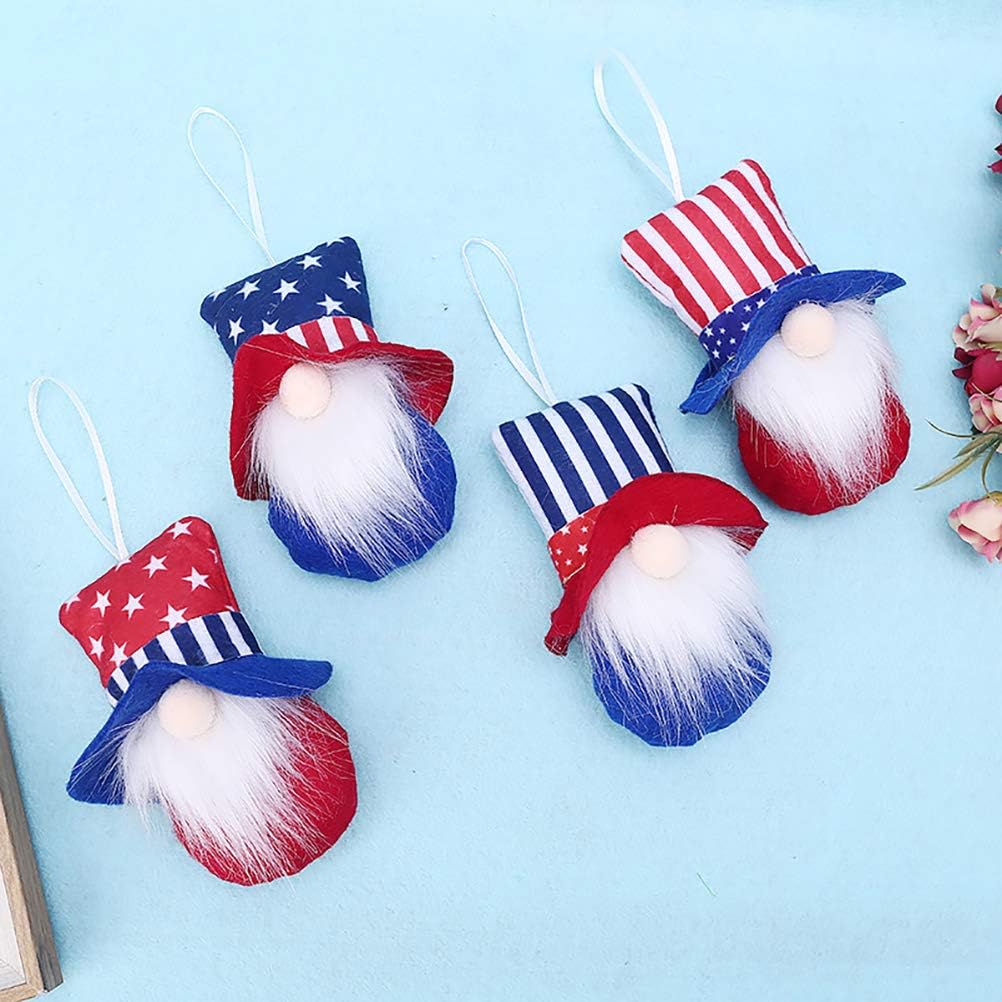 LUOZZY 8 Pcs Patriotic Independence Day Gnome Doll Decorations 4th of July Hanging Dolls Decorations for President Election Party Decorations