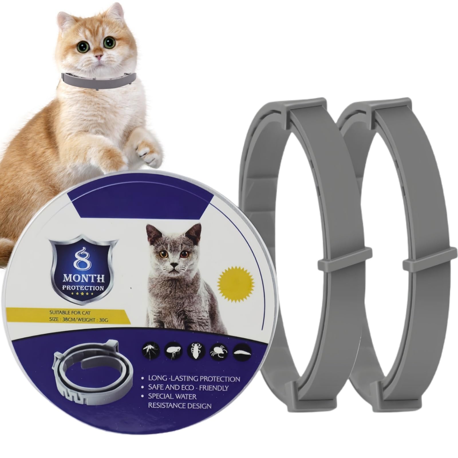 2 Pack Collar for Cats,Cat Collar,Cat Collar to Prevent,Safe Waterproof Adjustable Cat Collars,Containing Natural Essential Oils,Small Dog Collar,Dog Col/lar Small D/og,Puppy Do/g Colla/r
