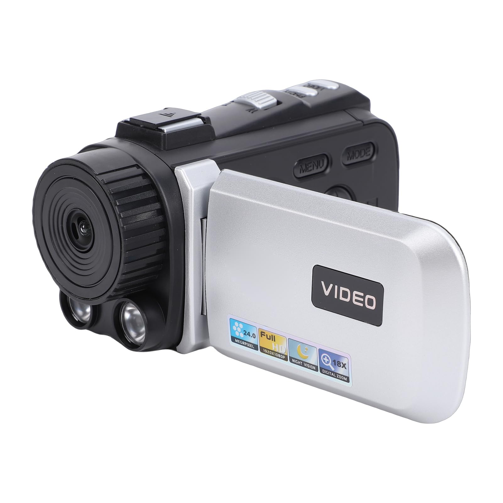 1080P 24MP Video Camera, Digital Camera Camcorder with 3.0 Inch 270 Degree Rotation Screen 18X Digital Zoom, for Travel Adventures Outdoor Explorations (Silver Grey)-picture-31
