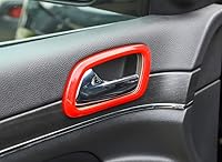Vista 7 de ABS Manija de puerta interior Tazón Decoración Anillo Cubierta para Jeep Grand Cherokee 2017 Arriba (Rojo)