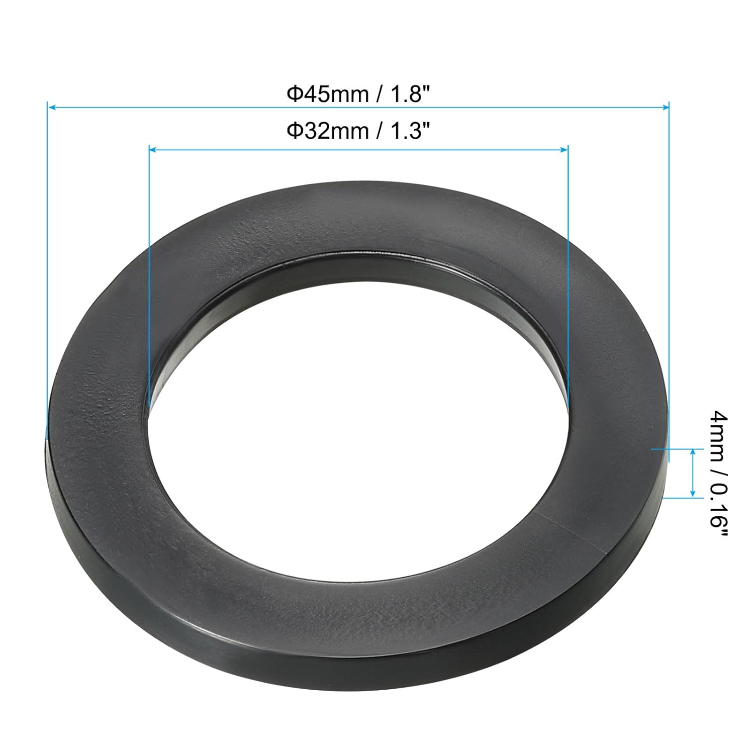 PATIKIL M32 Rubber Flat Washer, 100 Pack 32mm ID 46mm OD 4mm Thick Sealing Spacer Gasket Ring for Faucet Pipe Water Hose Fastener Bolt, Black