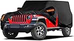 Waterproof Car Cover for Jeep Wrangler 4 Door 2006-2025 JK JL Outdoor Waterproof Sun Rain Snow Hail Protection with Driver Door Zipper