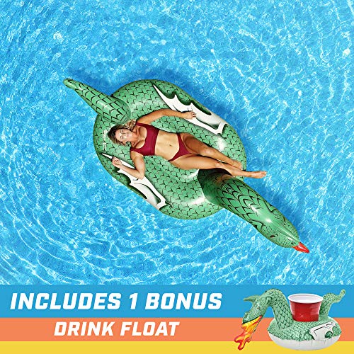 Gofloats Giant Inflatable Pool Floats - Choose Unicorn, Dragon, Flamingo, Swan, Or Bull - Includes Drink Float #TOP1