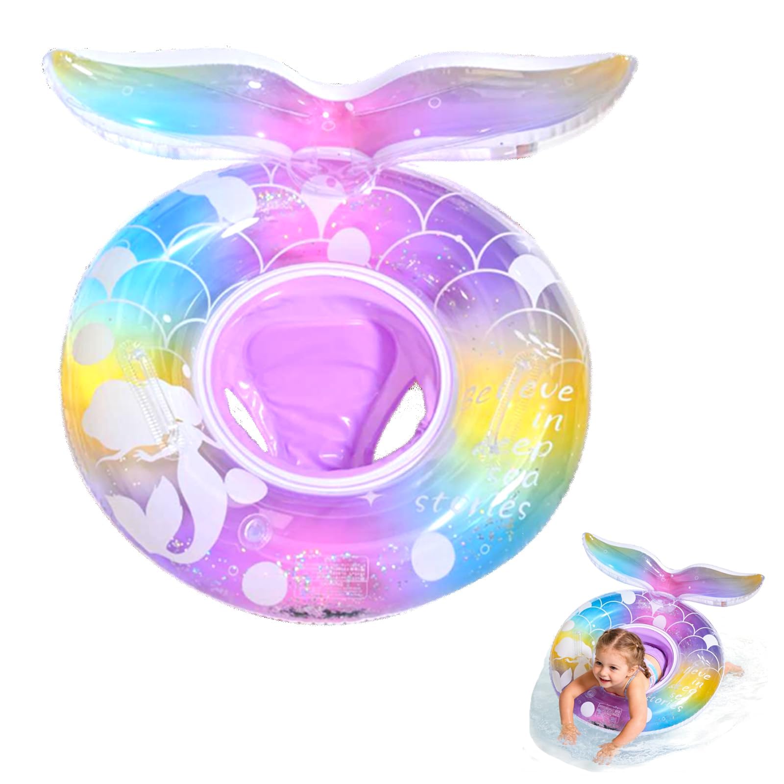 POPOYU Pool Inflatables Pool Floats,Swimming Ring for Kids Mermaid,Inflatable Swimming Rings for Adults Kids,Pool Tubes Swimming Pool Toys for Swimming Pool Beach Party Decorations,Kid Summer Gifts
