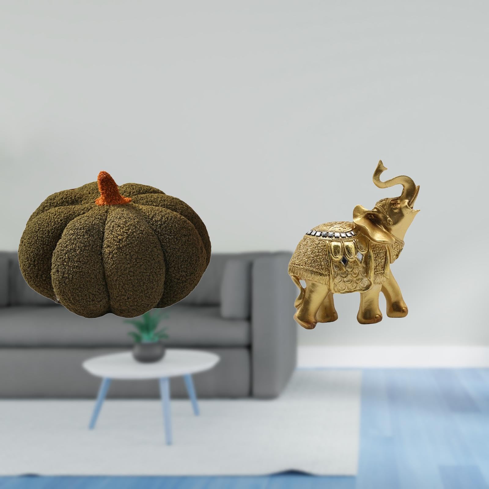 halloween pumpkin plush sofa cushion and elephant statue resin art decorative pillow ornament for bedroom bed shelf desk home decor
