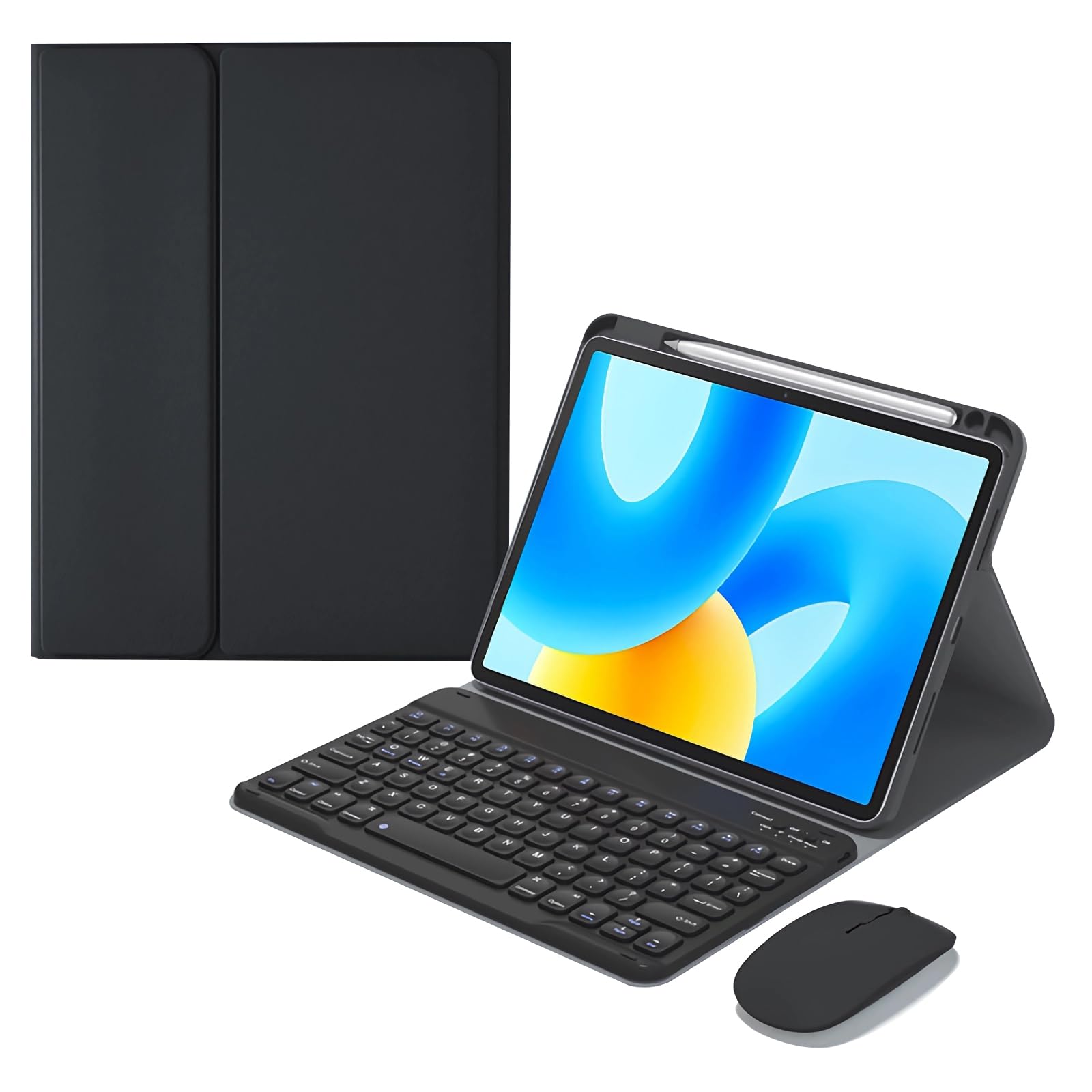 WDBZTJKeyboard Case for Huawei MatePad 11 2023 with Pencil Holder, Magnetic Detachable Keyboard with Bluetooth Mouse,Black