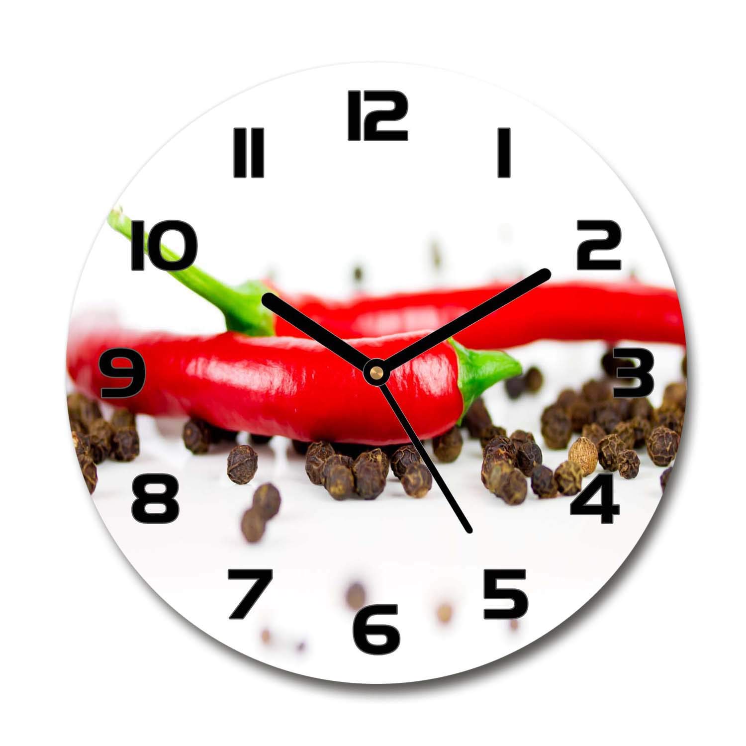 Horloge en verre 60x60cm Tulup silencieuse salon cuisine piment et poivre