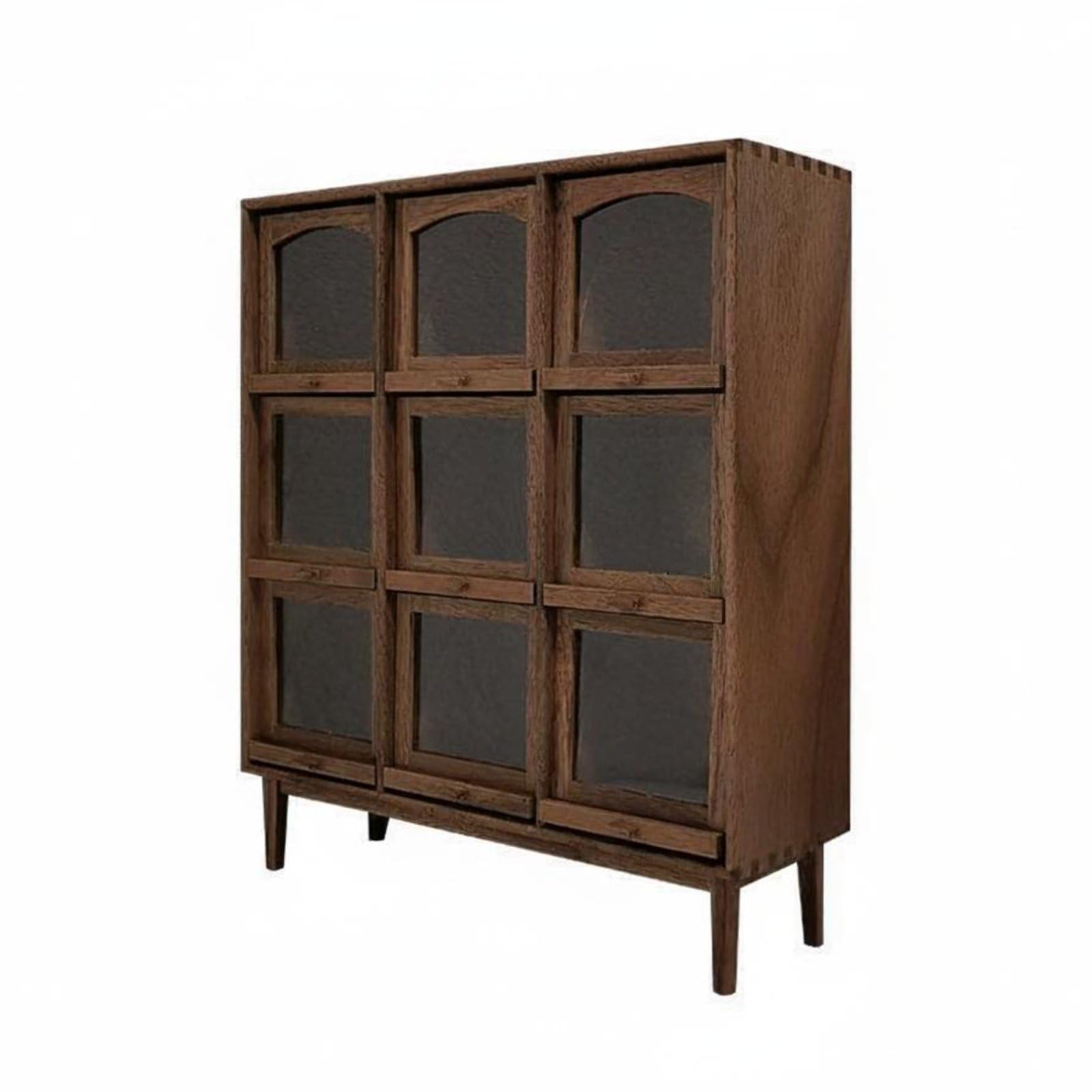 Miniatura Armadietto Scaffale Vetrinetta Credenza Legno con 9 Scomparti per Accessori Stile Rustico Giapponese Adatto per Casa Delle Bambole 1 12, 178x58x207 Mm, style to 1