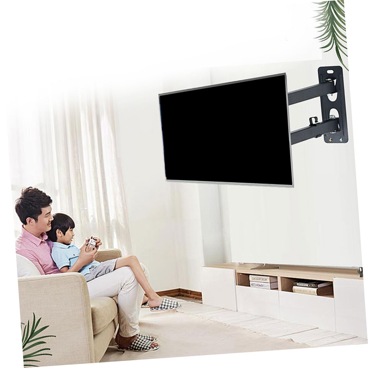 SOIMISS Supporto Tv da Parete Regolabile e Girevole per Schermi LCD con Staffa in Metallo e Livella per Montaggio Facile e Pulizia Veloce Adatta LED Tv